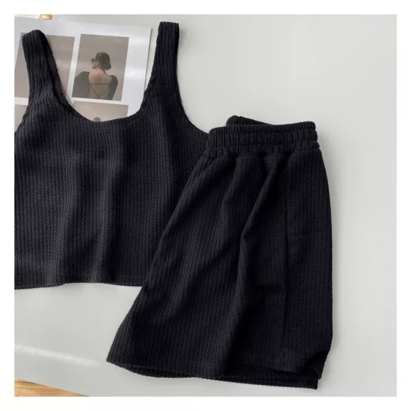 Black vest, trousers, set