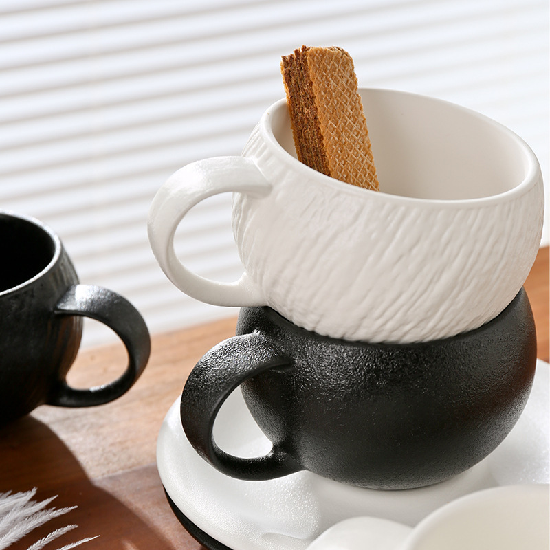 300ml vintage egg cup large capacity frosted coffee cup ceramic cup saucer cappuccino latte hand cup water cup
