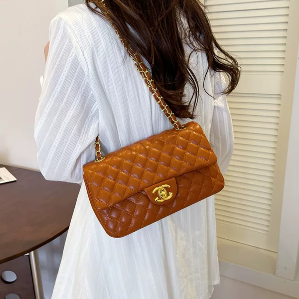 Cross-Border Rhombus Embroidery Shoulder Bag, Fashionable and Stylish Light Luxury Chanel-Style Crossbody Bag, Foreign Trade Chain Small Square Bag