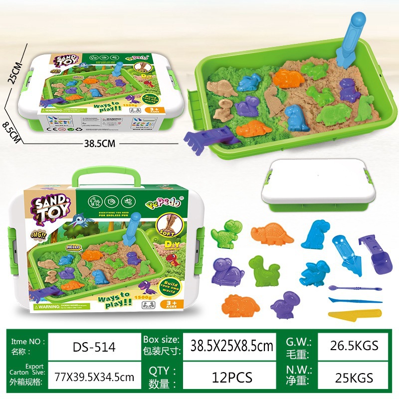 Juguetes para niños arena de almacenamiento conjunto de pastel helado maleta arena de cuarzo plástica arena de color juegos