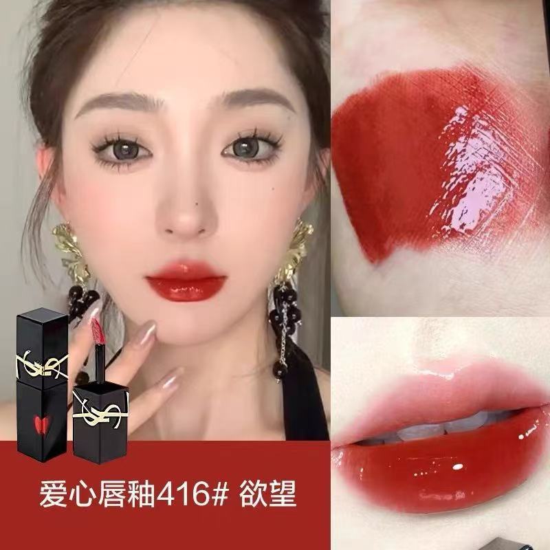 【正品】法国圣罗爱心浮雕黑管丝绒哑光大牌镜面唇釉416.610.216|undefined