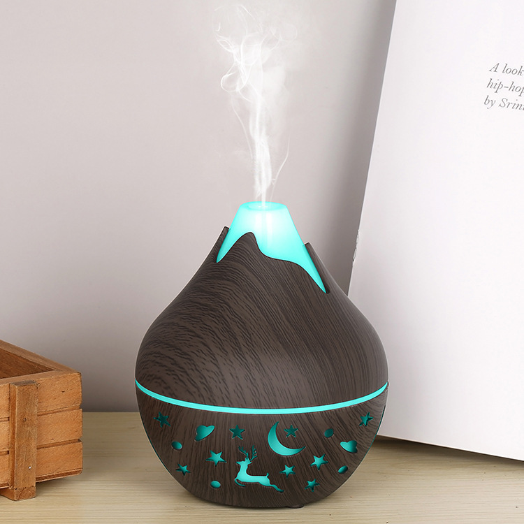 Mini humidificador hueco Xiaoxueshan-grano de madera profundo
