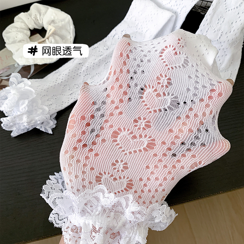 Botas, algodón, primavera y verano, pantalones finos Lolita de nueve puntos, calcetines de fondo de encaje de lunares de amor puro