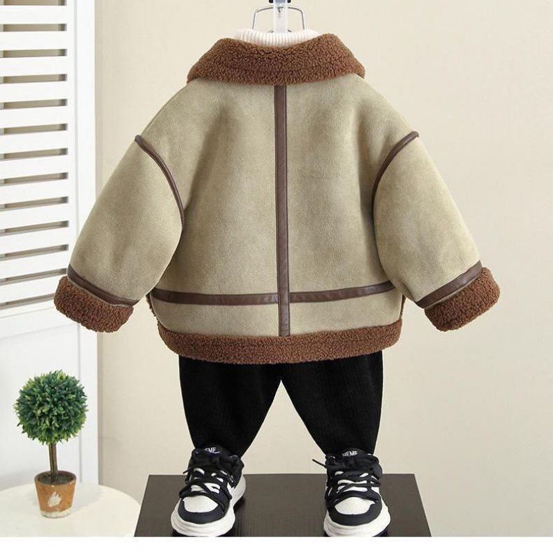 소년 양털 코트 가을과 겨울 2024 새로운  겨울 모피 한 겨울 코트 어린이 두꺼운