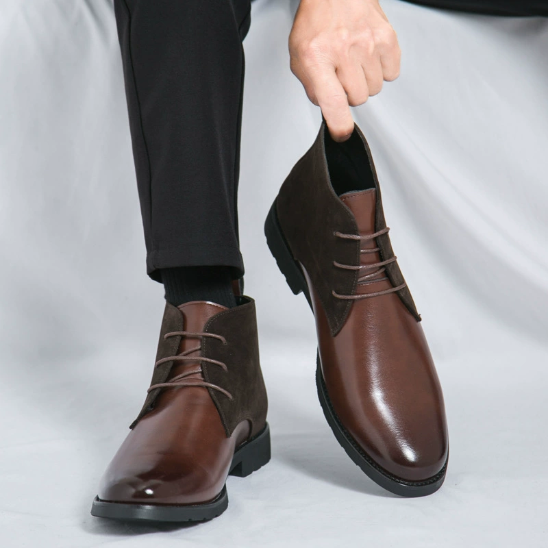 Трансграничные сапоги большого размера 46 Chelsea сапоги 2025 весна и осень новые мужские высокие кожаные туфли мужские сапоги