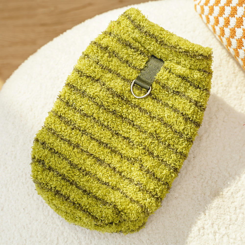 Año Nuevo ropa de mascotas invierno peluche perros dorados gatos rayas corky Fato pie bajo artículos para gatos chaleco de perro