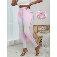 W 32584 Tie-Dye Denim-Like Yoga Leggings ��Ⱦ��ţ���٤����