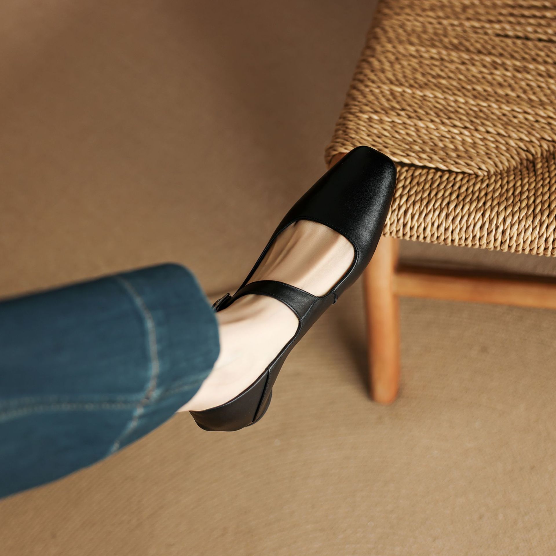 CHIKO Chastity Square Toe Block Heels Mary Jane Shoes
