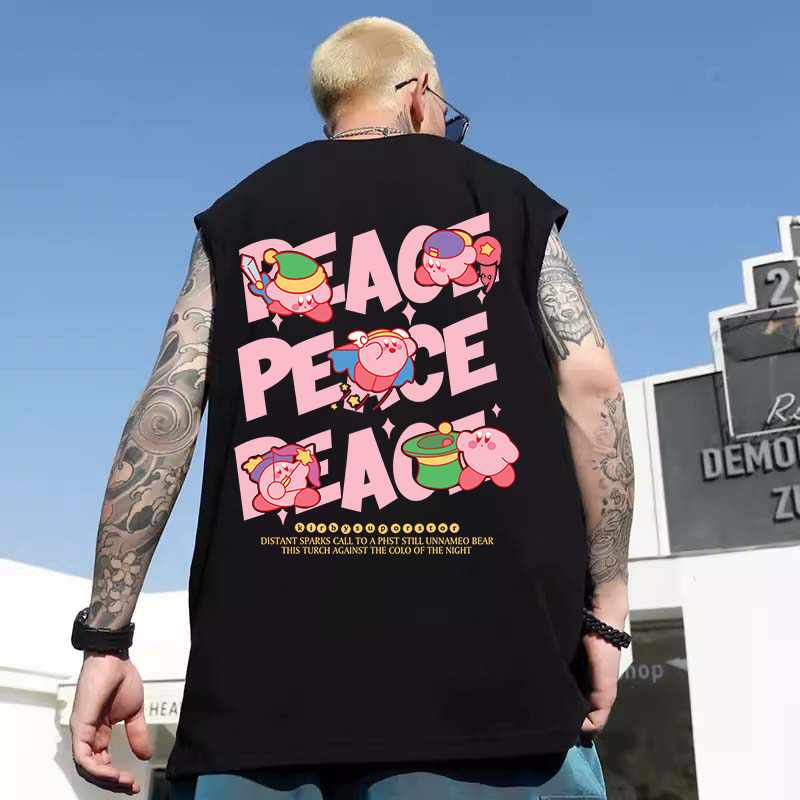 Summer Sleeveless T-shirt Men's Ins Fashionable Plus Size Loose Printed Sweatshirt Korean Style Fashionable Brand plus size Waistcoat Vest