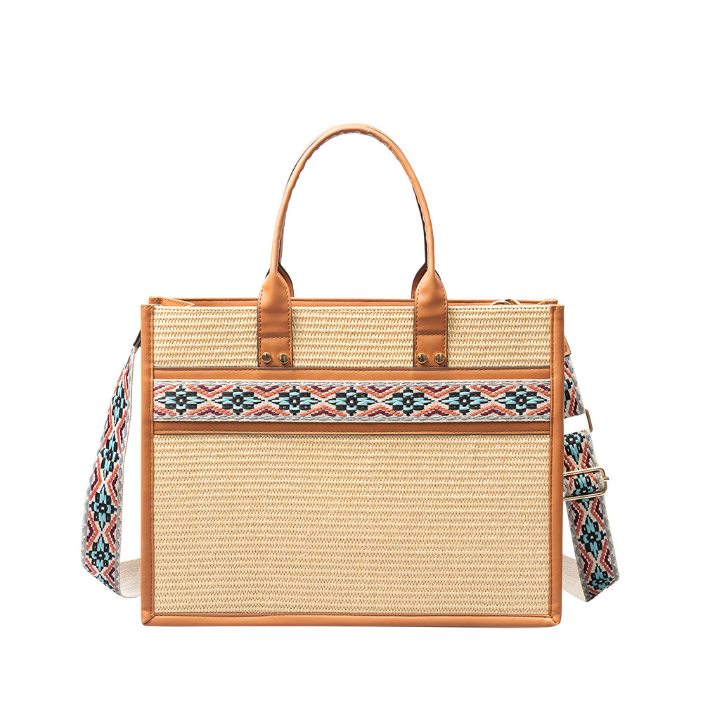 Bolsa de paja transfronteriza europea y americana bolsa de asas portátil tejida de gran capacidad nueva bolsa de Cercanías de comercio exterior bolsa de mujer de alto sentido