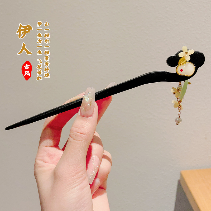 Pinzas de cabello de madera para mujeres nuevos pinzas de estilo chino de alto nivel diarios vestido de caballo de viaje antiguo sándalo bandeja de cabello pinzas de cabello tocado