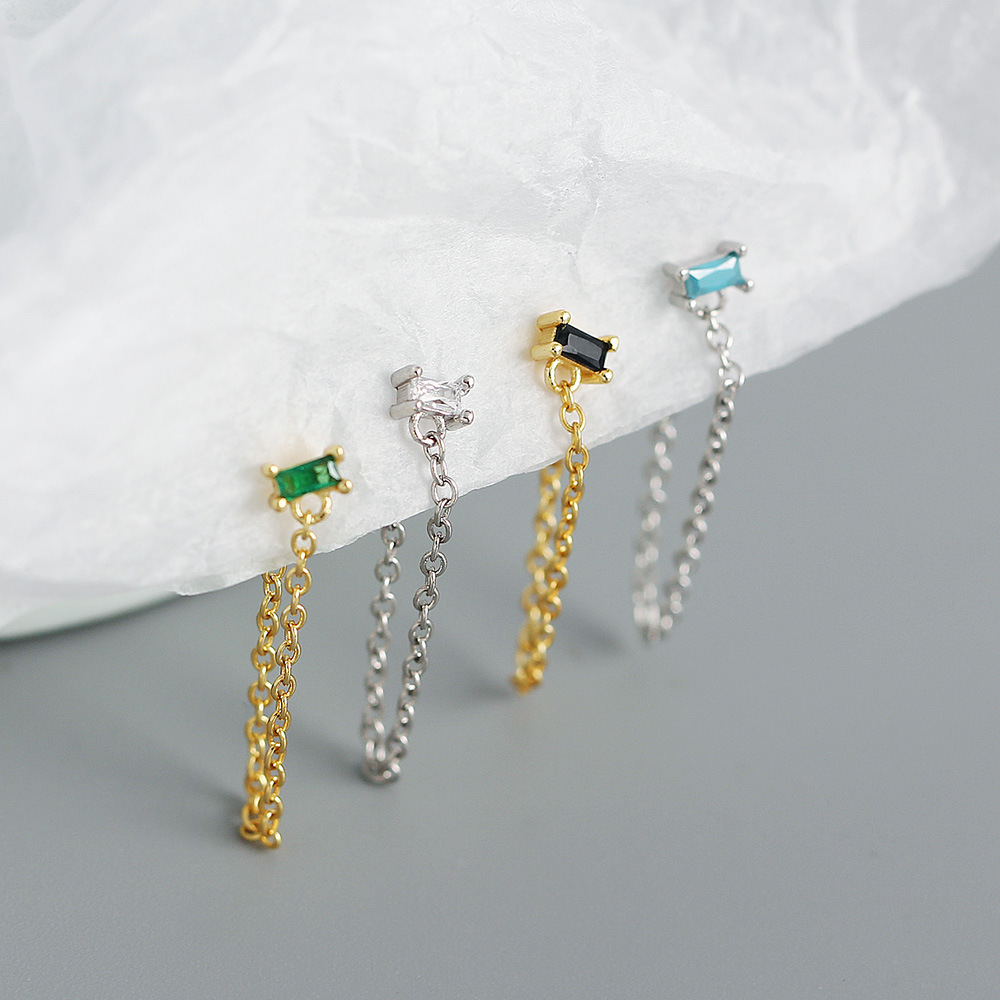 Fashion Tassel Sterling Silver Plating Zircon Drop Earrings 1 Pair