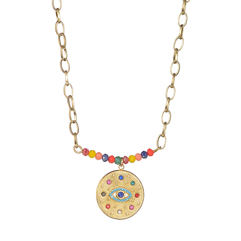 Fashion Eye Stainless Steel Plating Inlay Rhinestones Pendant Necklace 1 Piece