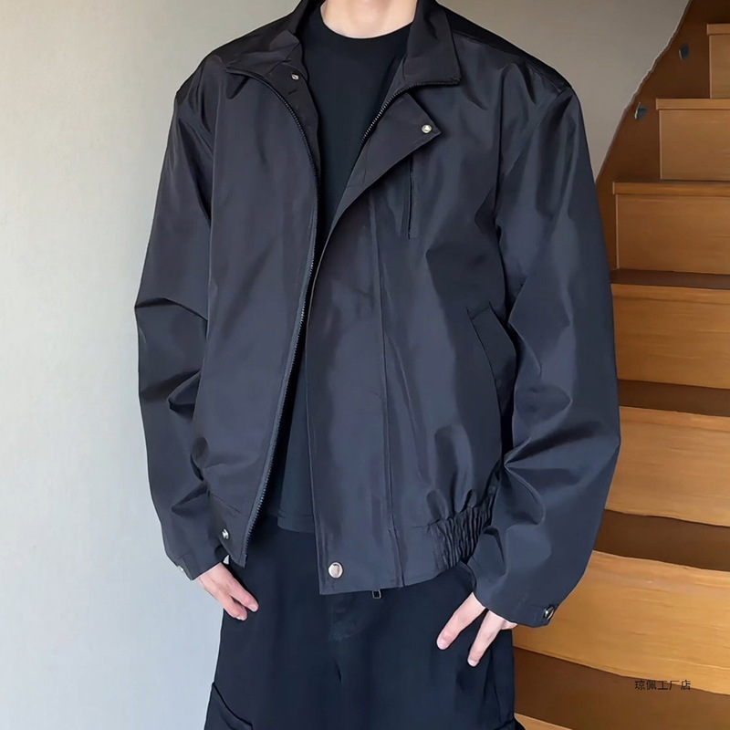 American-Style Pilot Jacket for Men, High-End, Handsome, Black Short Work Jacket, Autum Three-Proof Soft Shell Jacket