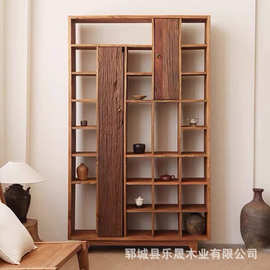 实木博古架茶杯置物架侘寂风茶室展示柜客厅展柜多宝阁收纳柜