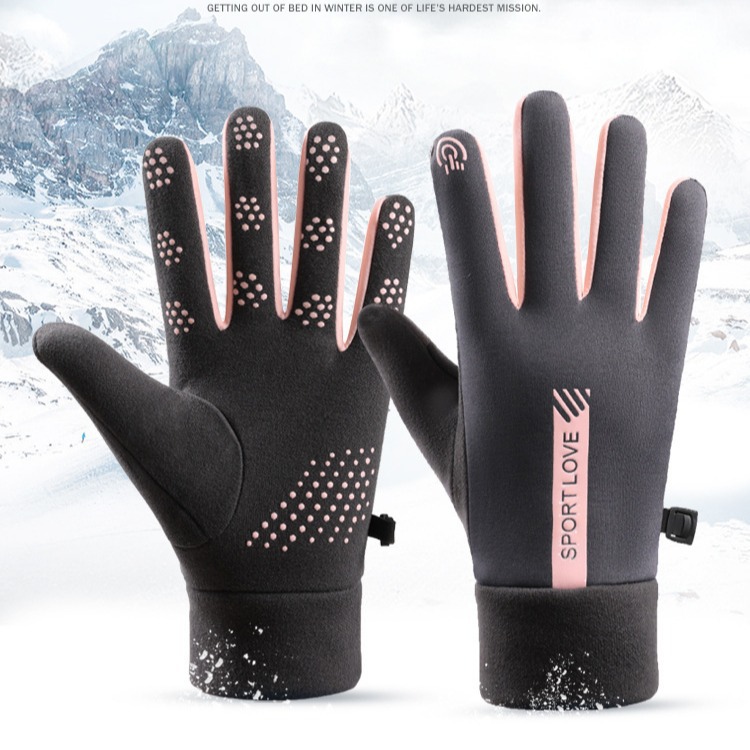 Sports Warm Gloves, Thickened Windproof and Non-Slip Touch Screen Cycling Gloves, Winter Cold-Proof Couple Gloves with Touch Screen