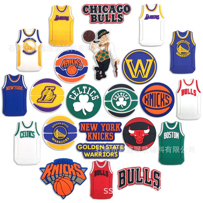 Nba Basketball Net Lakers Bull Celtic Warrior Disney Crocs Basketball Shoes Flower Shoe Buckle Patch