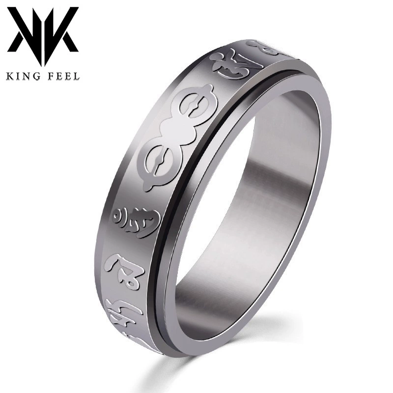 Titanic Steel Six Character Mantra Rotation Ring Classic Refers Mercele Male Finger Ringjie JZ060