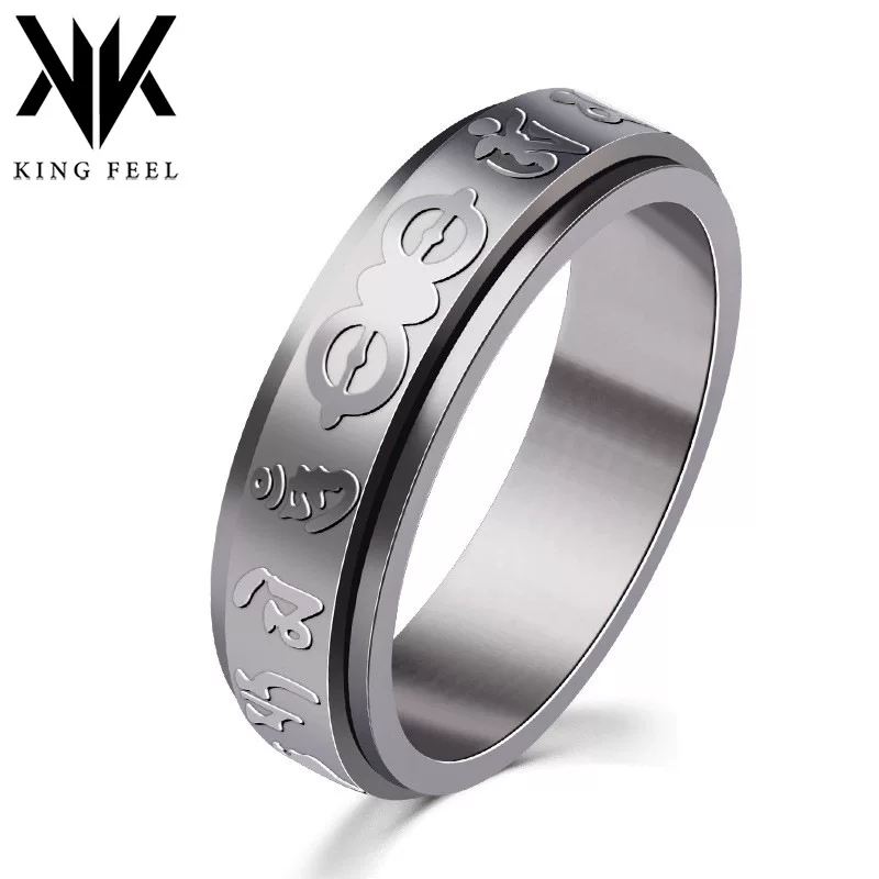 Titanic Steel Six Character Mantra Rotation Ring Classic Refers Mercele Male Finger Ringjie JZ060