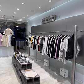 服装店陈列架上墙壁挂式不锈钢创意挂衣架货架女装店铺展示架装修