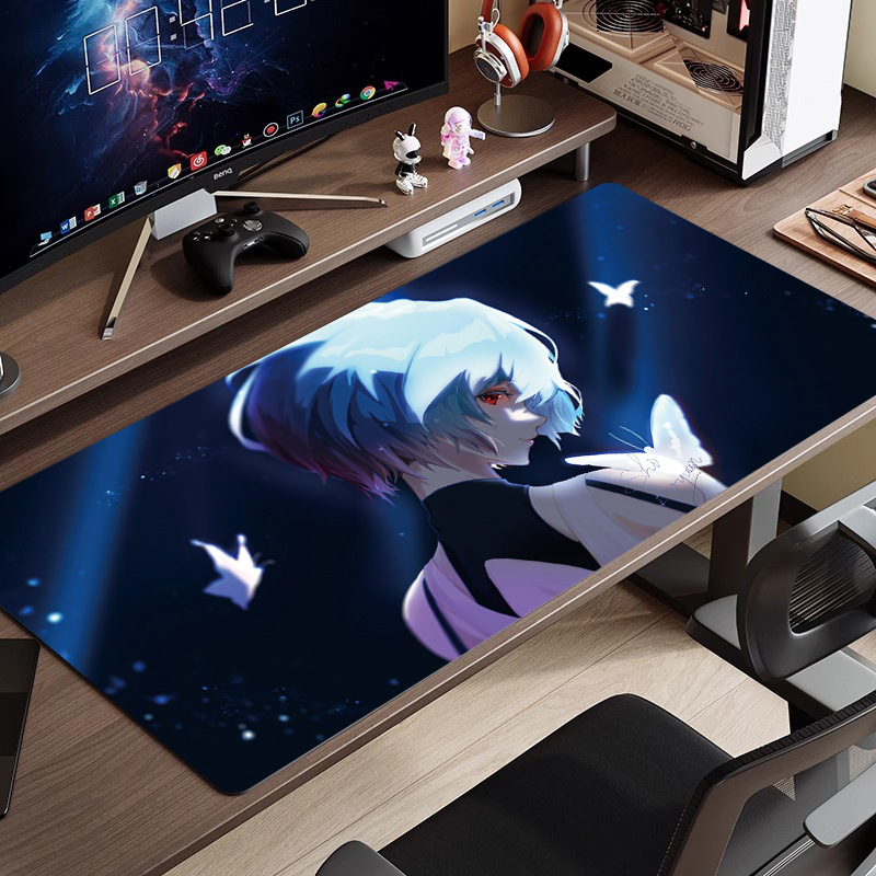 黒と白のアニメマウスパッド特大シンプルな二次元eスポーツボーイズコンピュータデスクパッド大型キーボードパッド|undefined