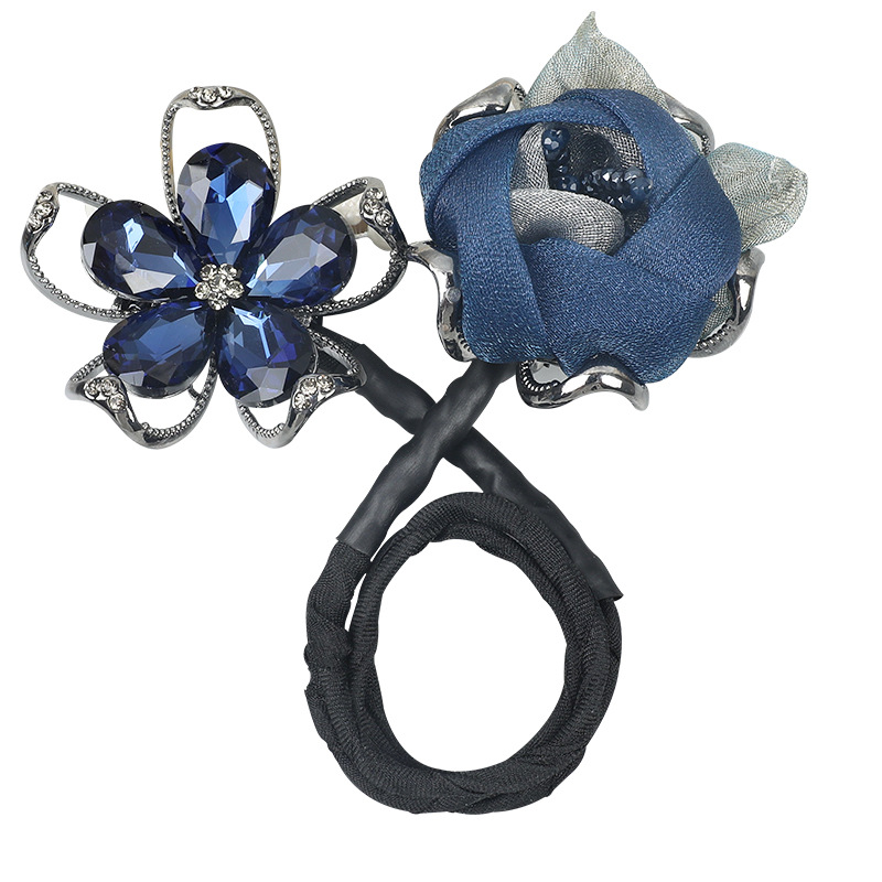 Platino Siya rizador de pelo cristal flor perezoso updo bola cabeza accesorios para el cabello 2023 Nueva gama alta hecha a mano updo varilla