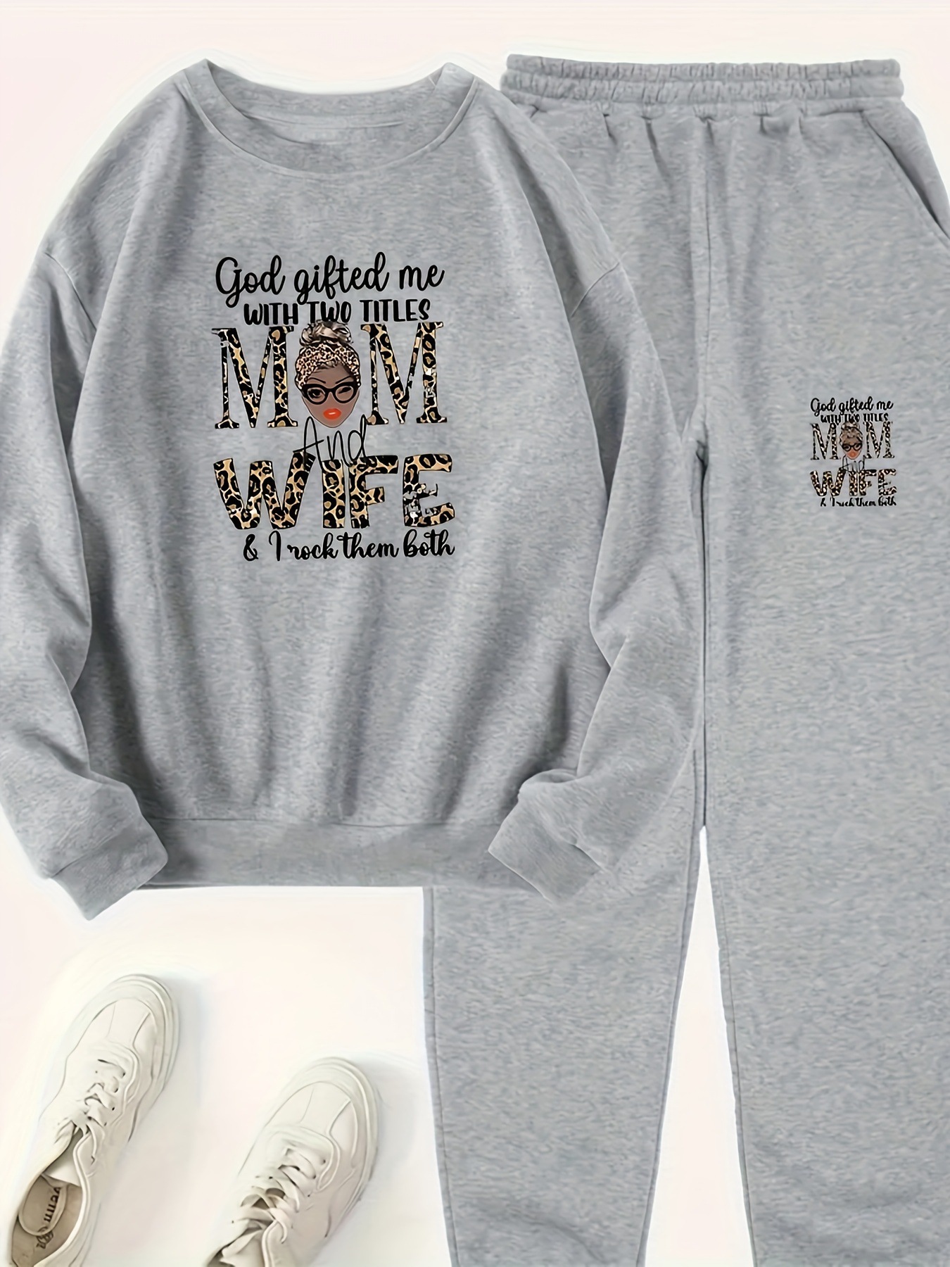 Women's Printed Sweatshirt And Trousers Two Piece Set For Leisure_voghion.com