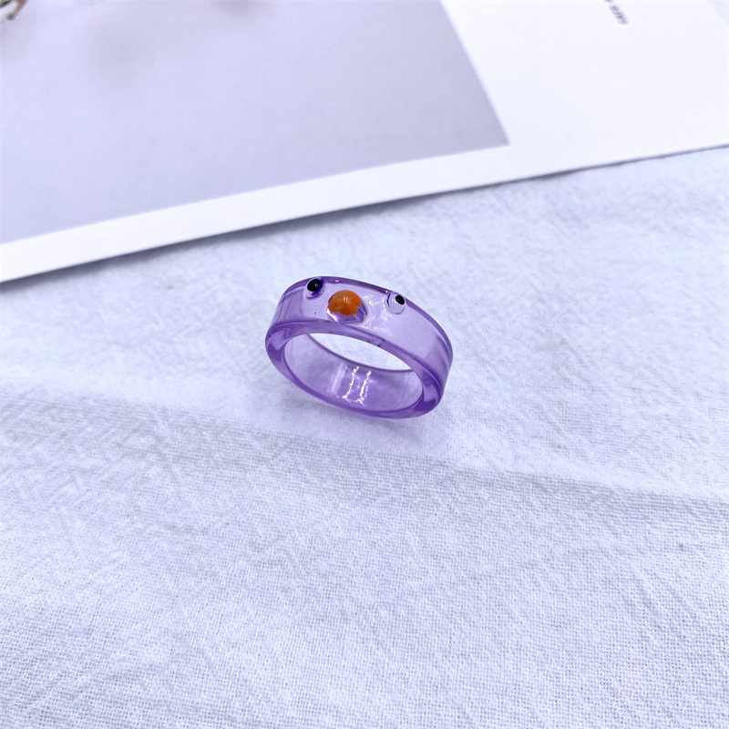 Cross-border ins estilo europeo y americano Venta caliente diversión pollo resina anillo transparente tridimensional multi-color anillo