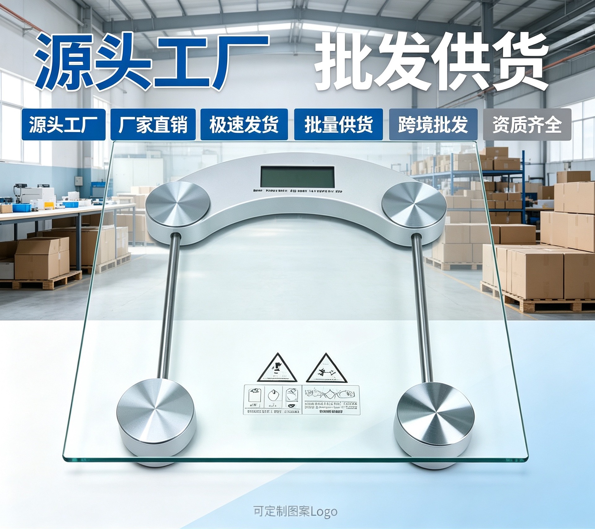 Manufacturer wholesale household health scale electronic scale gift tempered glass transparent round scale with logo printing cross-border
