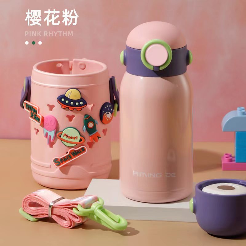 新款儿童壶不锈钢保温杯带吸管毛绒玩具卡通水杯子学生开学礼品|undefined