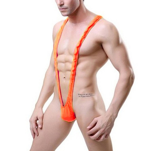 Wholesale men's erotic underwear V-shaped bodysuit sexy briefs stretchy suspender-style swimming trunks direct factory sales