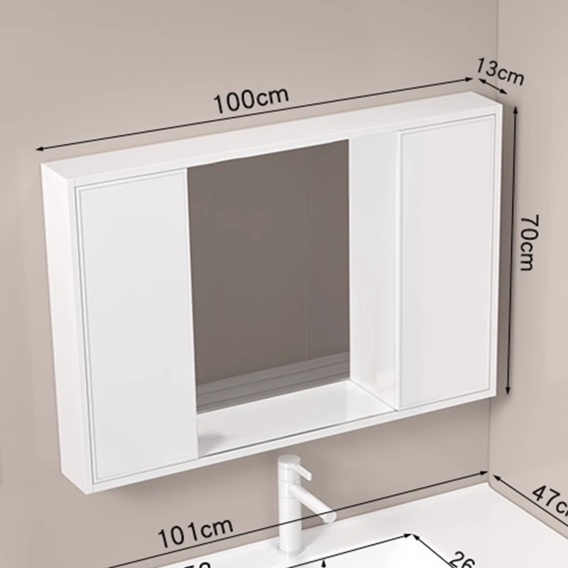 Espejo de Feng Shui escondido tipo push-pull armario de espejo de baño armario de almacenamiento de luz inteligente armario de almacenamiento de lavado tipo pared de baño