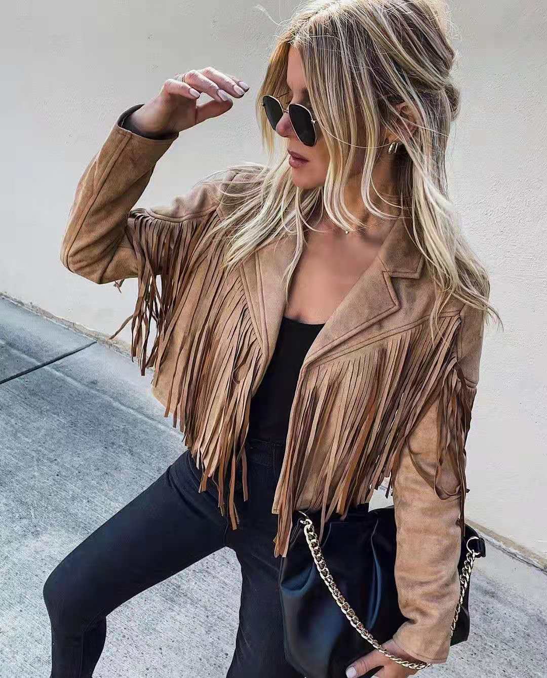 Women's Fashion Solid Color Tassel Placket Jacket display picture 1