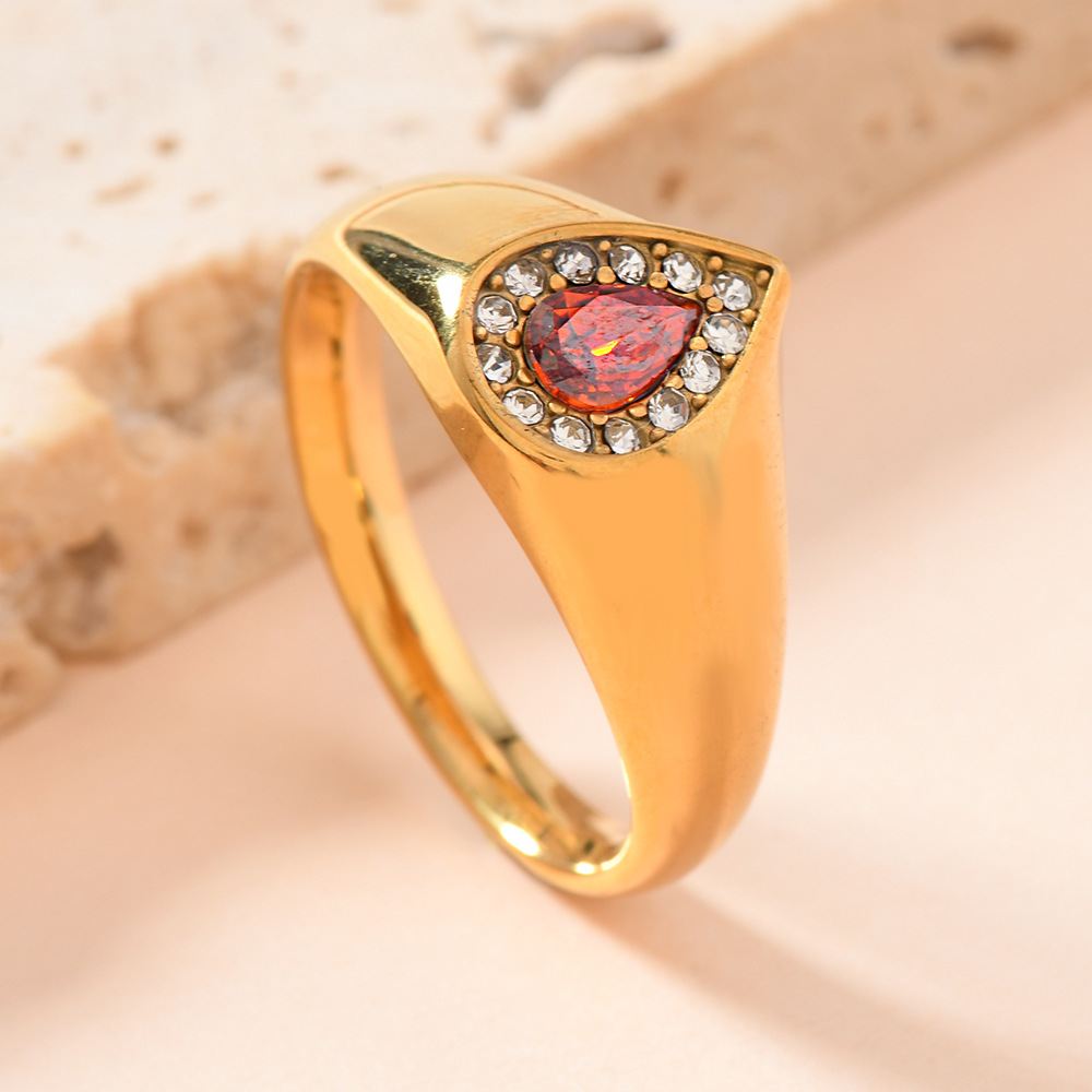 Anillo de acero de titanio de estilo de lujo ligero de fundición de gota de agua anillo de diamante de color chapado en oro de 18 quilates fabricantes de joyas image 2