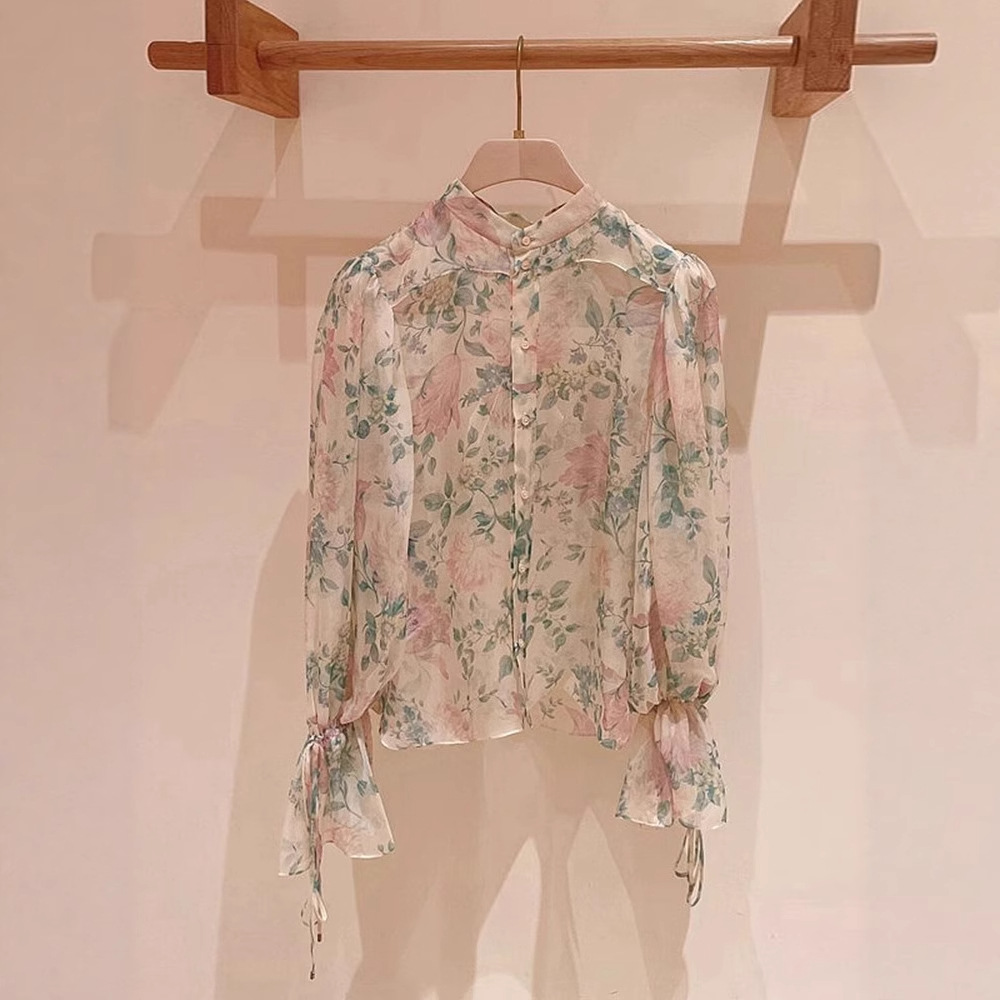 Design apricot spring silk shirt