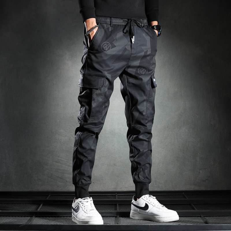 Spring and Autumn New Men's Cargo Pants Camouflage Casual Pants Men's Slim-Fit Korean-Style Cross-Border Elasticated Waist Trousers