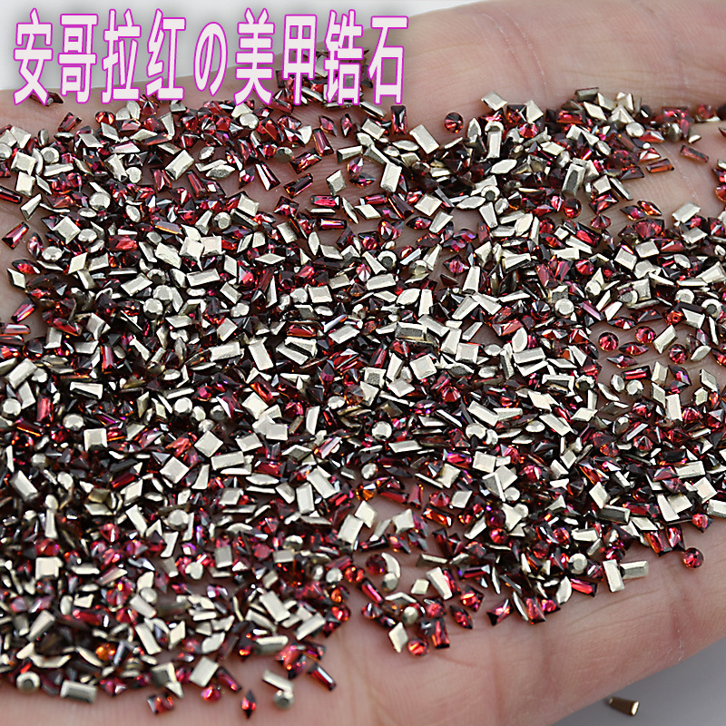 New Year's Angora Red 5A Faceted Flat Bottom Zircon Mini Irregular Shape Bulk Sparkling Rhinestone Nail Art Diamond Rhombus Nail Decoration
