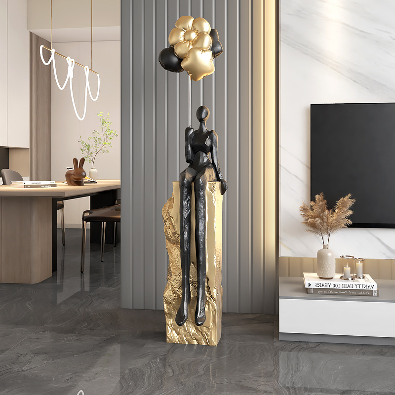 Arte abstracto de lujo ligero de alto nivel decoración de suelo sala de estar decoración de entrada de entrada de hotel escultura nueva vivienda