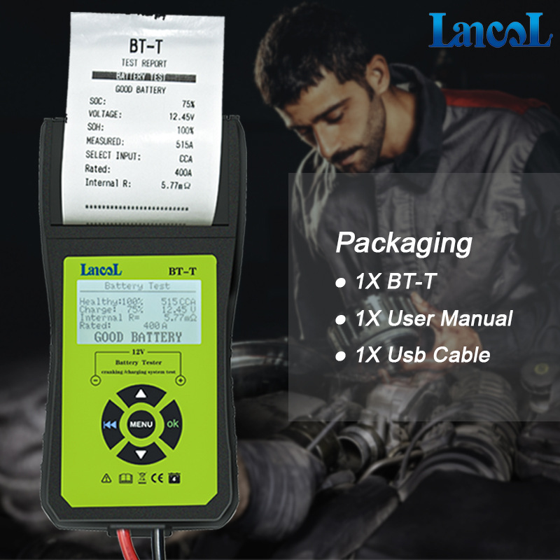 Lancol Bt-T Battery Tester Car Battery Measurement with Printer Automotive System Diagnostic Instrument