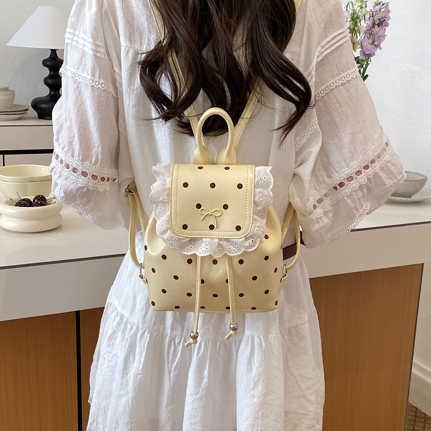 Mochila escolar para mujeres ins super-fuego mochila de moda mochila de estudiantes chicas adorable punto de onda viento nuevo 2026 encaje