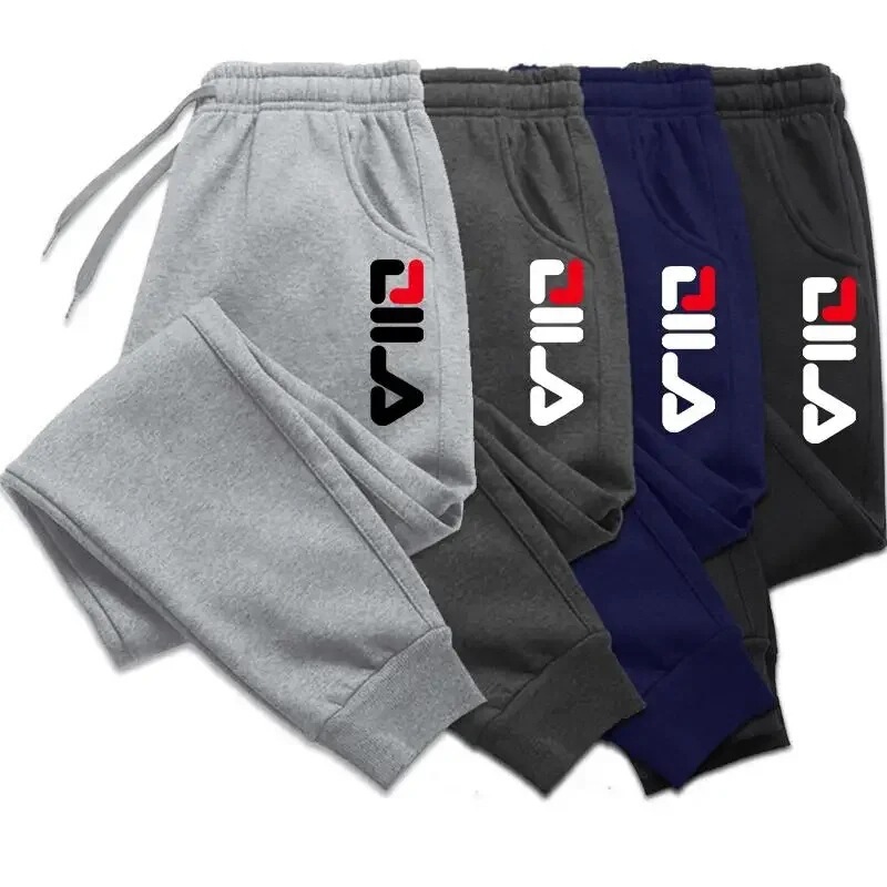 New Men's Sweatpants Autumn Winter Printed Fleece Warm Jogging Pants Men's Outdoor Sports Pants Harajuku Streetwear