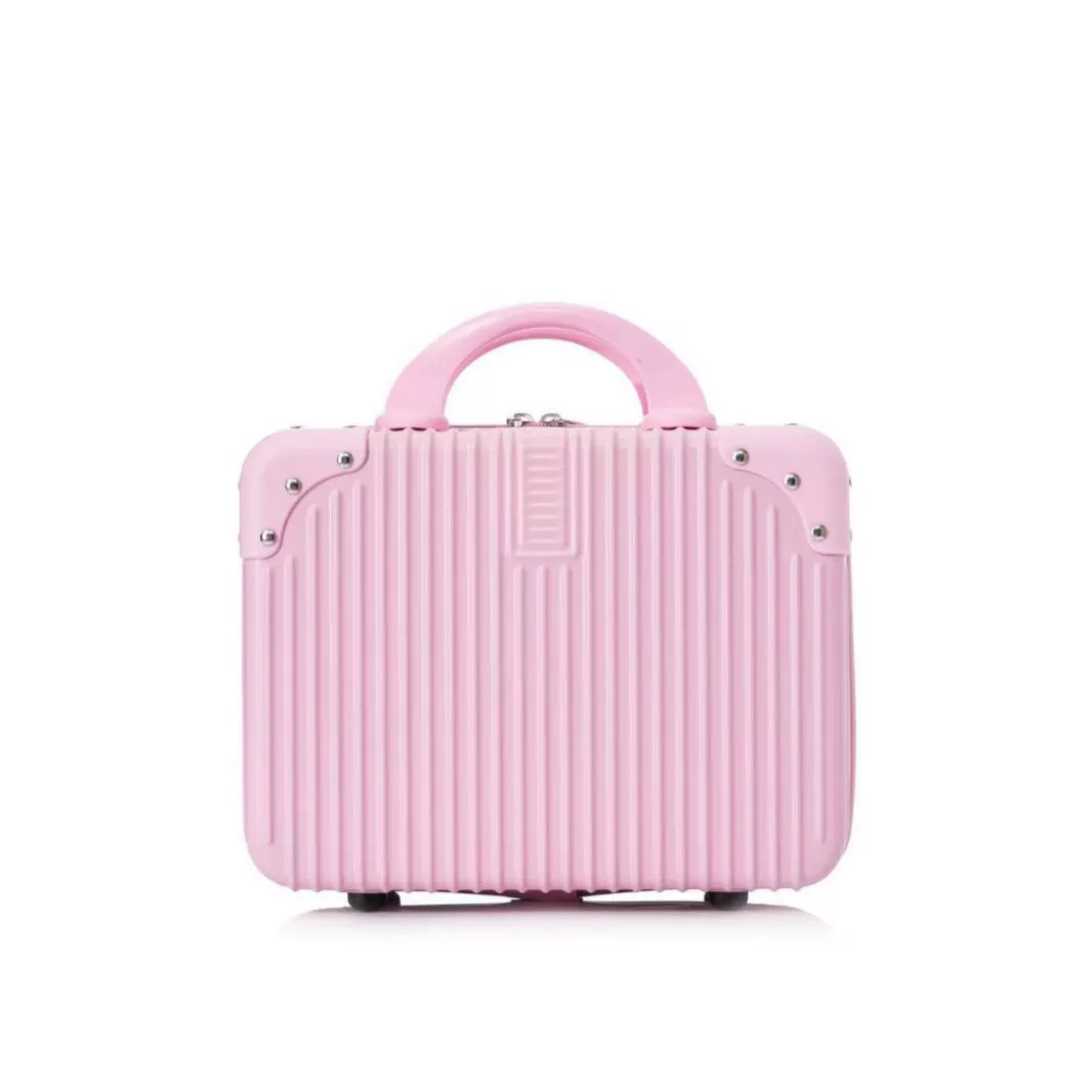 Cosmetic bag 14-inch, roomy small suitcase style with top handle, multiple colors