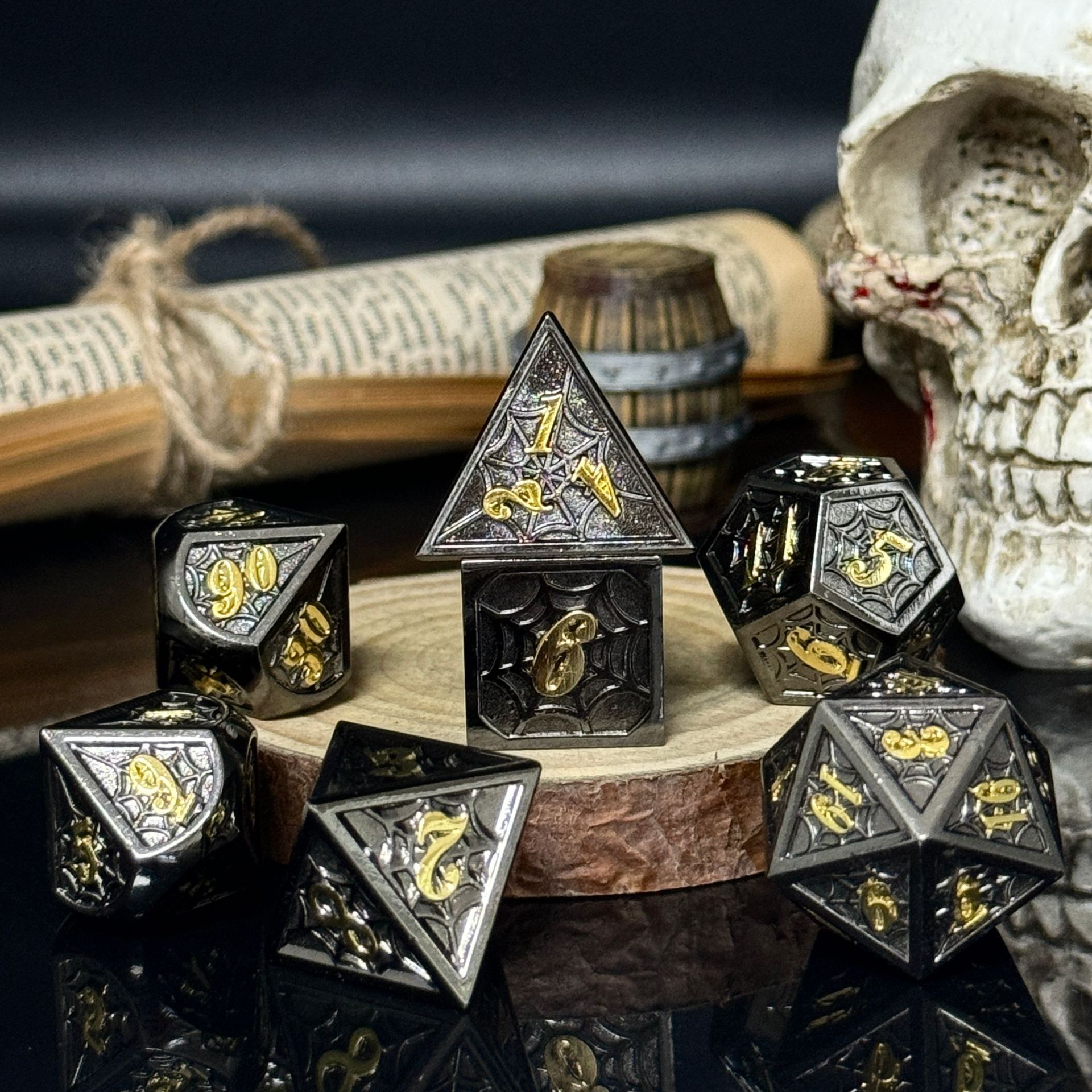 Dados de metal dnd dragón y mazmorras juego de mesa juego de dados sólidos trpg running ground poliedro cromado