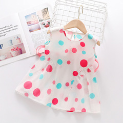 Summer New Girls' Dress for Small and Medium Children, Baby Girls, Korean Style, Sleeveless Backless Tank Princess Dress 2024