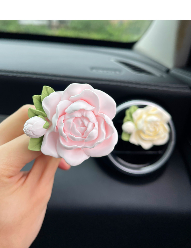 Jasmine Flower Car Perfume Aromatherapy Car Air Conditioner Vent Decoration Diffuser Stone Flower Car Interior Ornament Goddess Style