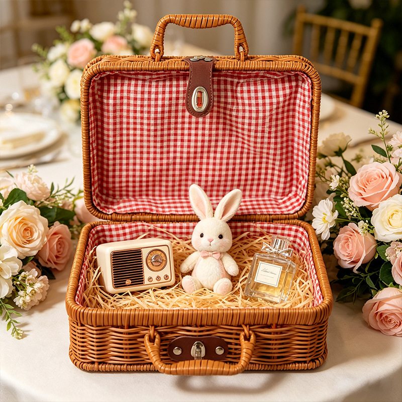 New woven box with built-in iron frame storage frame