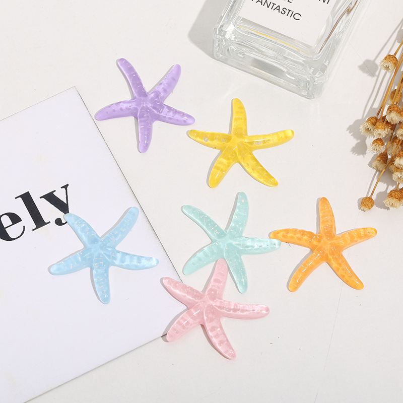 Transparent glitter starfish hair grip hairpin hair rope mobile phone case diy resin jewelry accessories wholesale handmade materials