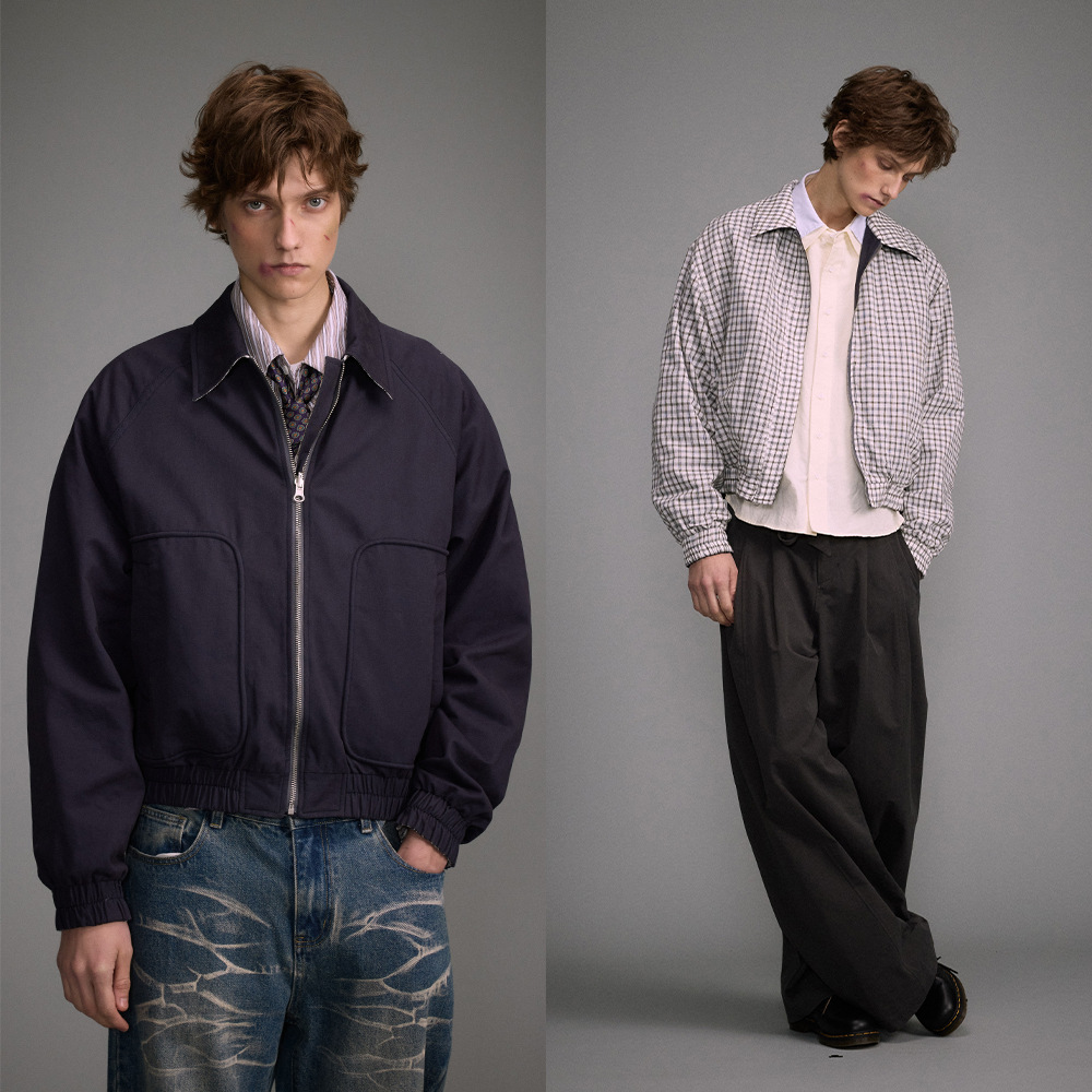 City Fanpin 2025 Spring New Vintage Short Harrington Jacket Plaid Cardigan Jacket for Men and Women