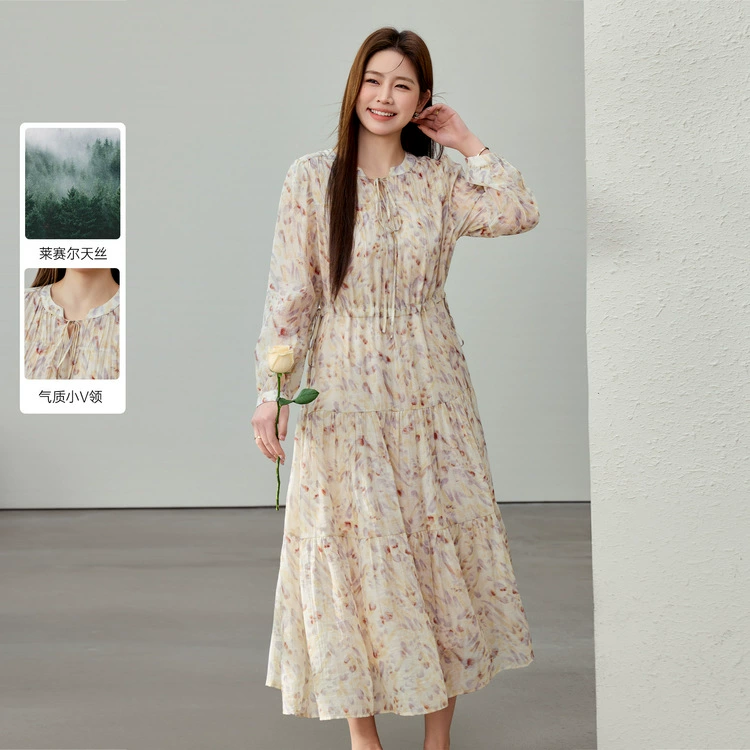 [Lycell ретро темперамент легкое зрелое платье] Funny Show большой размер женский толстый mm2025 весенний стиль новый