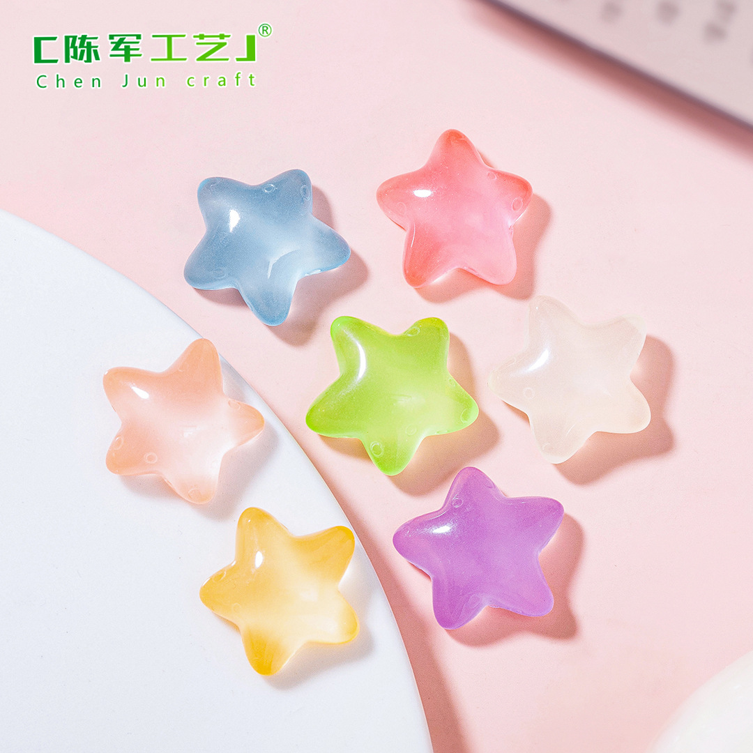 New Cartoon fluorescent starfish resin accessories wholesale handmade diy material hair rope hair accessories mobile phone case refrigerator magnet